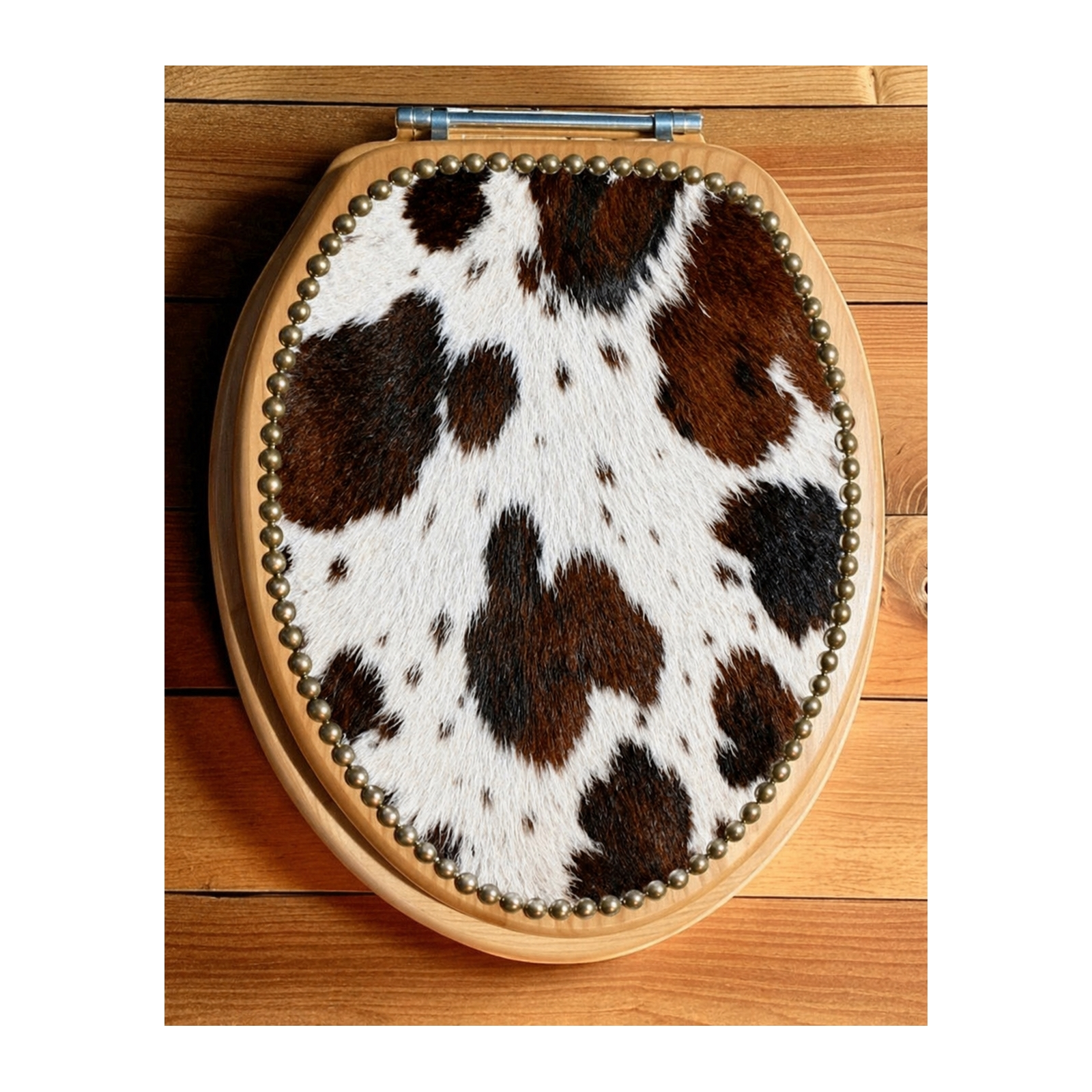 Cowhide Covered Toilet Seat